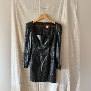 Jovani Dark Faux Leather Dress